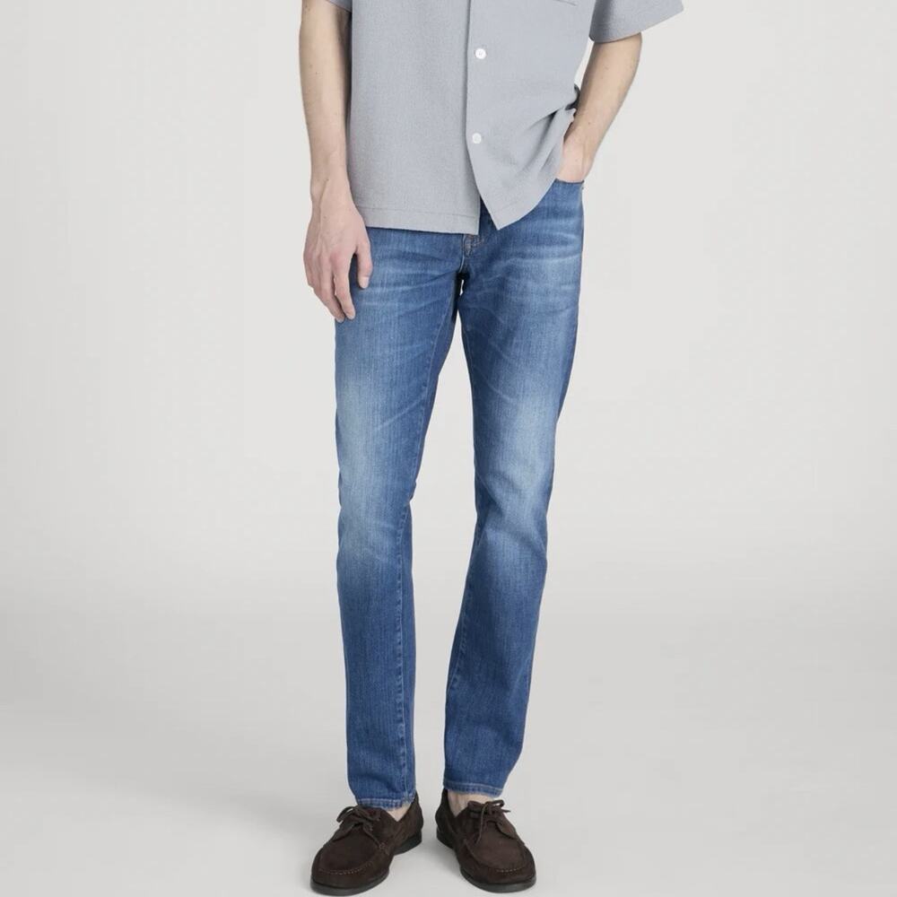 FRAME Men's Blue Denim Jeans Slim Fit Straight Style Solid Regular 32/32